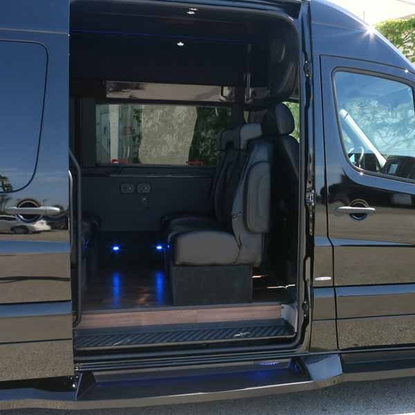Open door side shot of Sprinter Shuttle