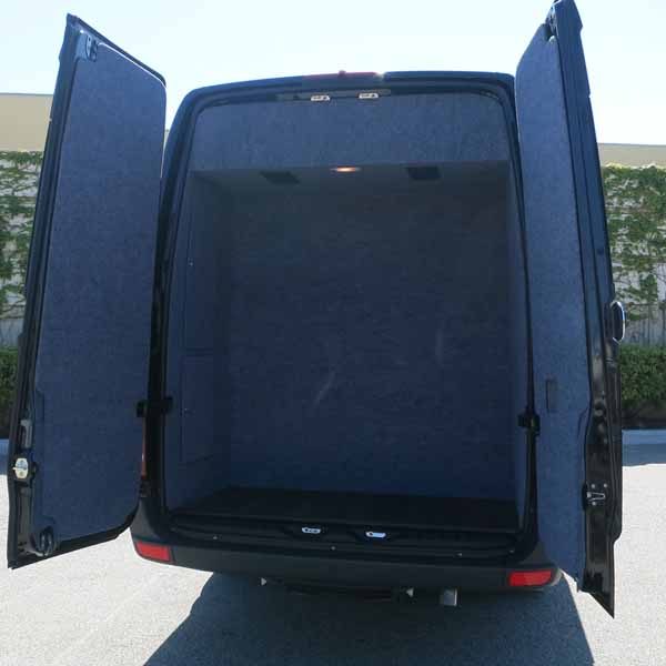 Back open doors on sprinter shuttle.