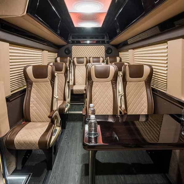 rear interior view of executive coach sprinter shuttle