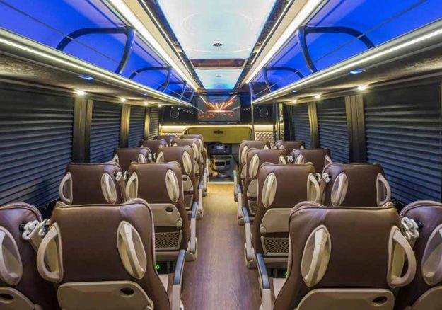 ecoach e450 passenger bus pic 1.1 ECoach E450 Passenger Bus Interior center aisle view