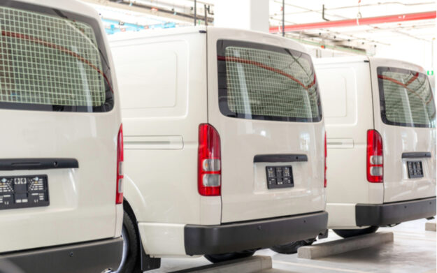 Rear image of a fleet of sprinter vans