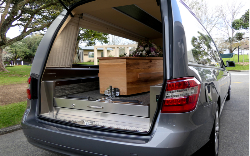 shutterstock_696942502 Closeup shot of the back-end of a hearse