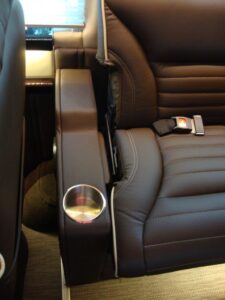 Seat with cupholder close-up 2019 Mercedes Benz Executive Coach CEO Sprinter