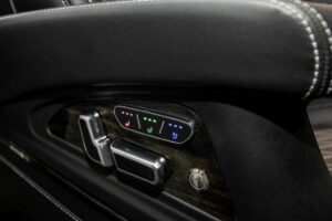 close up of Seat controls in 2022 Mercedes Benz Executive Coach CEO Sprinter Diplomat
