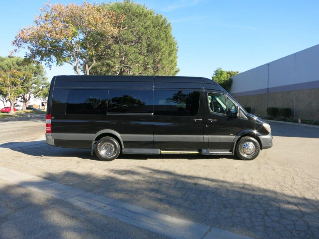 Side view of a Mercedes Benz Sprinter van