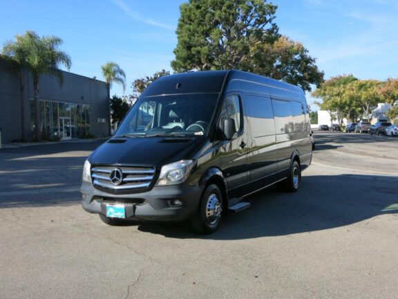 Black Mercedes Benz sprinter van